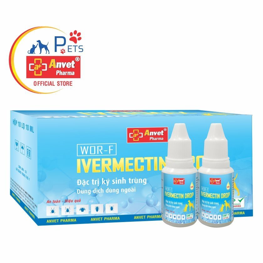 IVERMECTIN DROP chai 10ml - Thuốc nhỏ giọt trị ve ghẻ, bọ chét, mạt gà,…