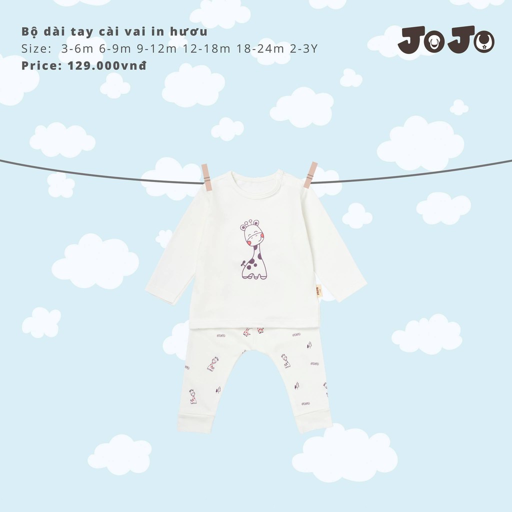 Bộ dài tay mỏng siêu mềm Cotton Petit cài vai bé trai bé gái