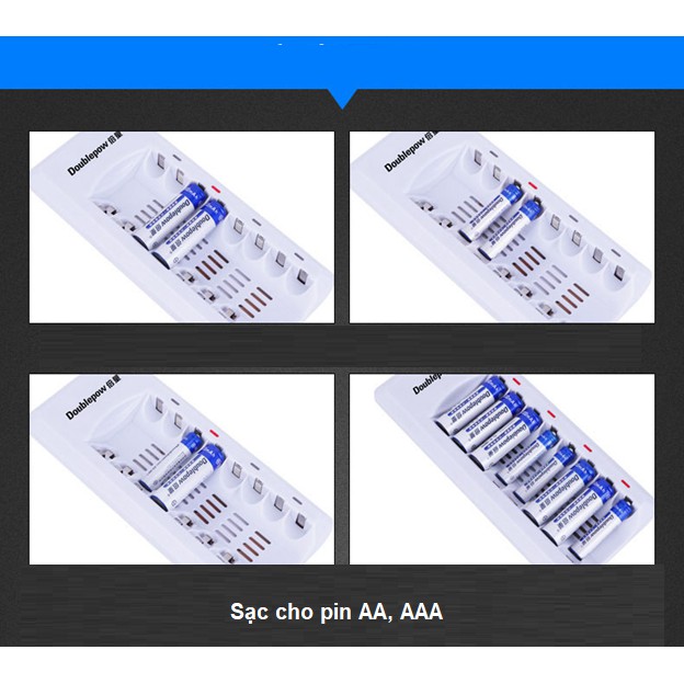 Bộ sạc nhanh 8 pin aa, pin aaa DP-K18 Tặng kèm 8 Pin tiểu sạc AA 1200mAh