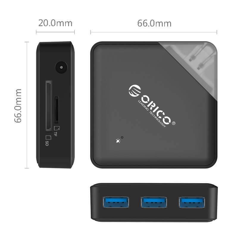 Đầu đọc thẻ nhớ ORICO TF / SD USB3.0 5gbps 5 cổng OTG chuyên dụng cho Laptop (C3TS) ORICO