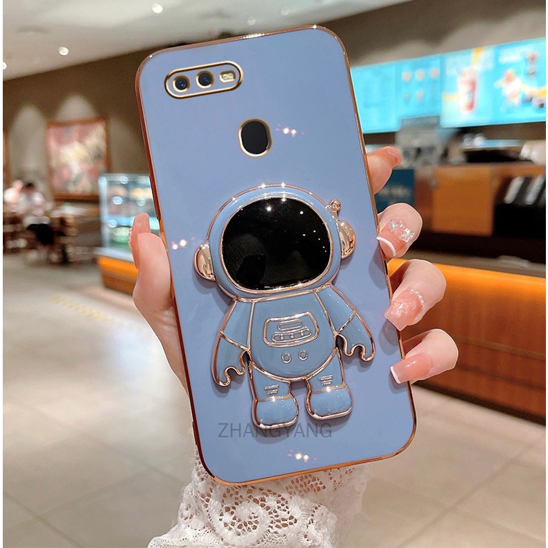 Ốp lưng oppo a5s a12 a7 f9 TPU Mạ điện 3D Phi hành gia có chân đế ốp điện thoại oppo a5s a12 a7 f9