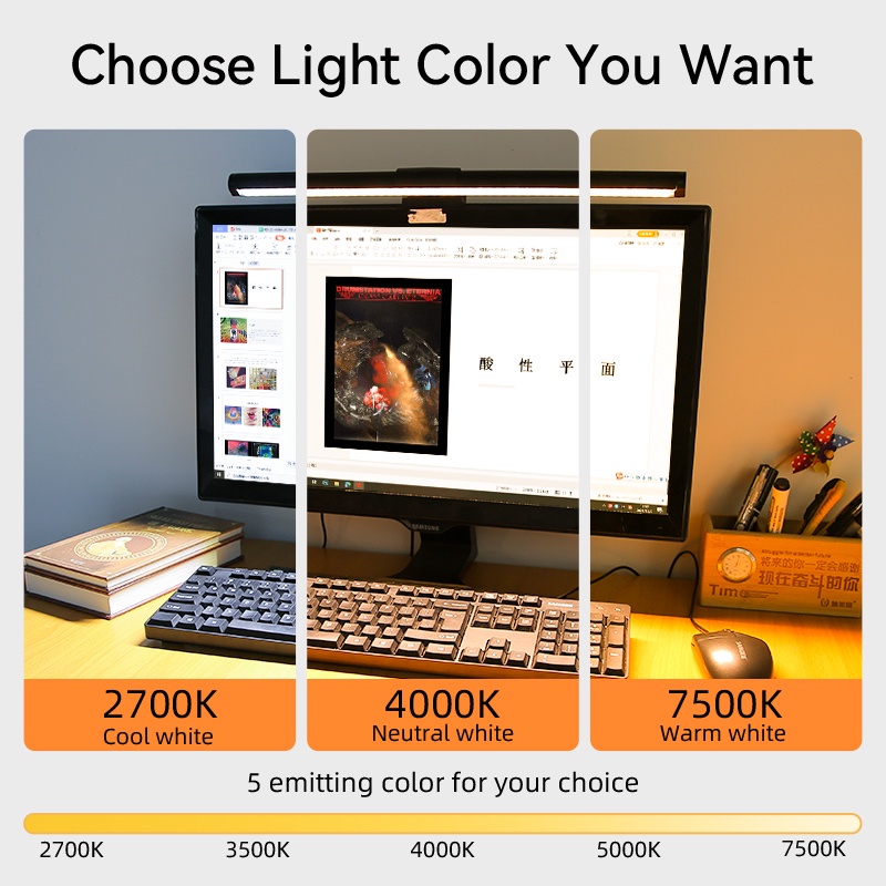 CANMEIJIA Thanh đèn chiếu sáng màn hình máy tính CANMEIJIA RGB USB 5 màu sắc độ sáng điều chỉnh được bảo vệ mắt
