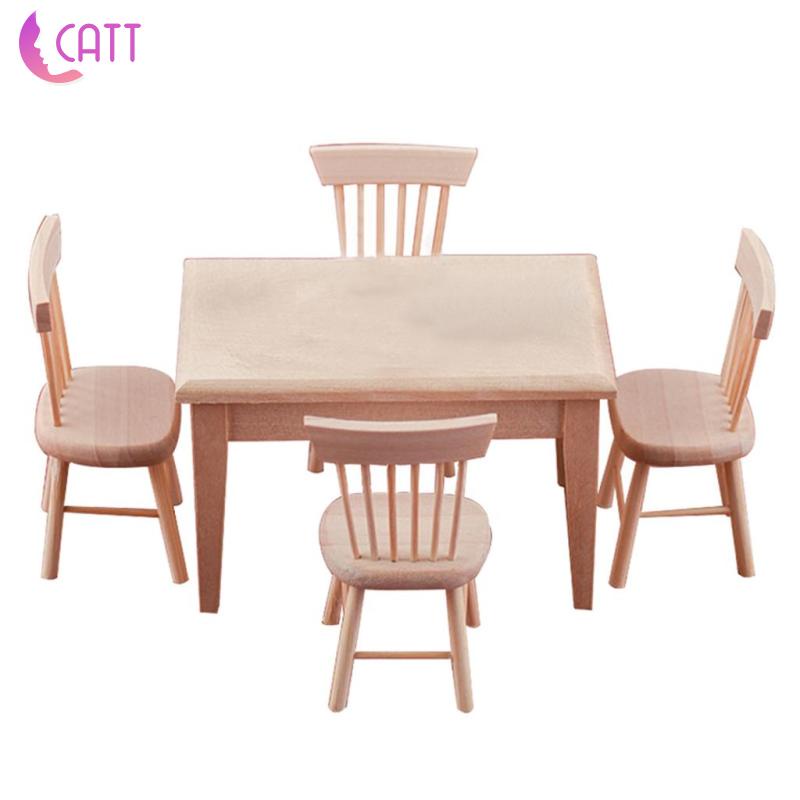 Bộ 4 ghế bàn ăn 1/12 không sơn trang trí phòng khách DIY