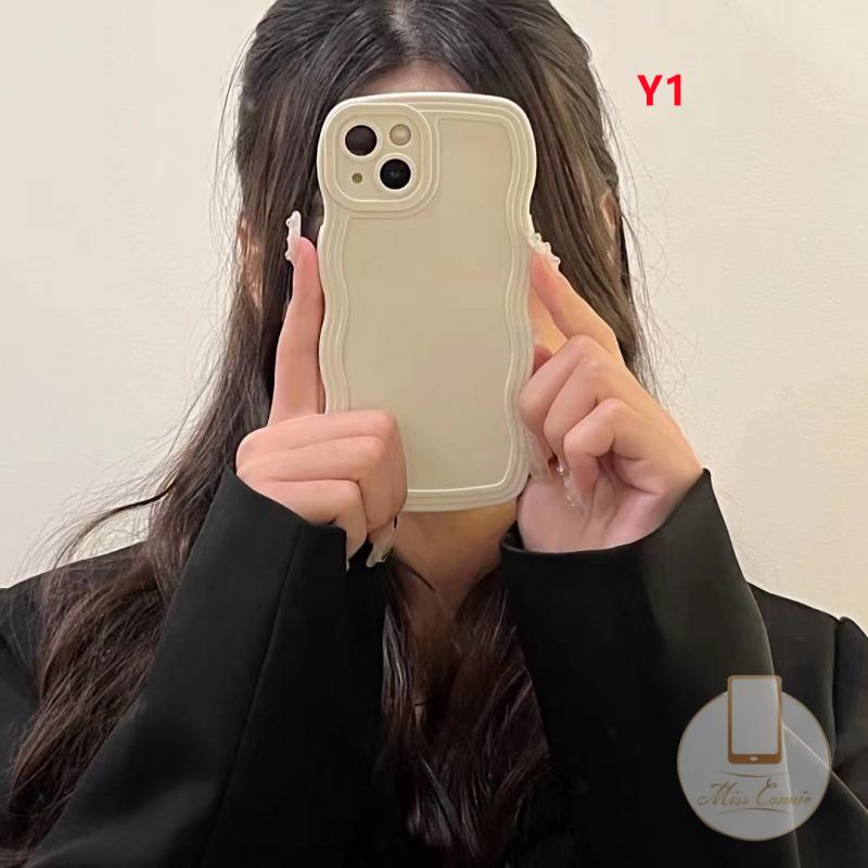 Ốp Điện Thoại Màu Kẹo Trơn Viền Lượn Sóng Chống Sốc Cho iPhone 11 XR 7 8 Plus 12 13 Pro MAX X XS MAX 7Plus 8Plus