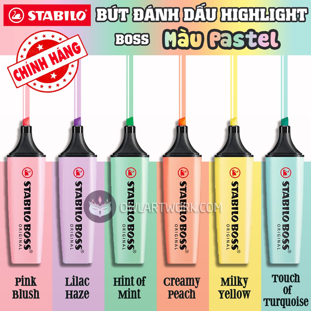 Bút Dạ Đánh Dấu Stabilo Boss Highlighter - 6 màu Pastel