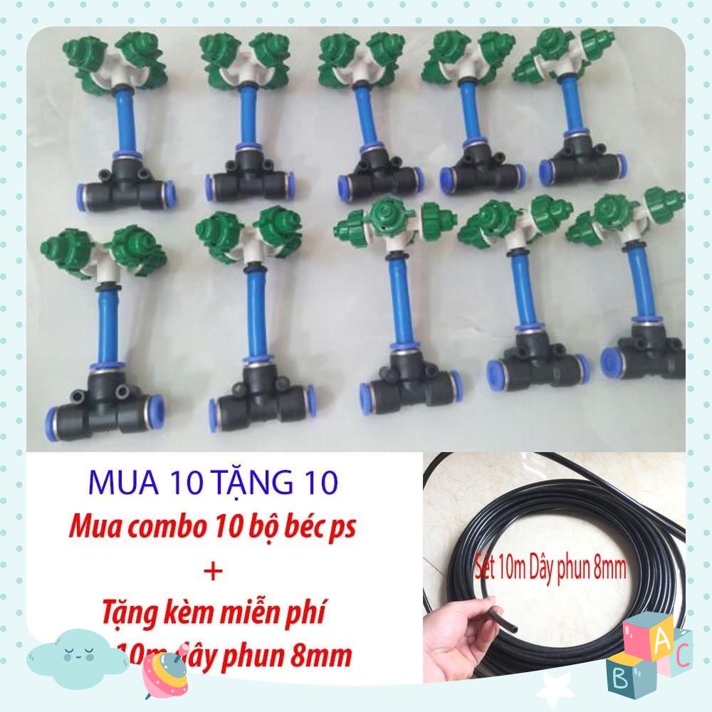 Combo 10 bộ béc phun sương tặng 10m dây 8mm