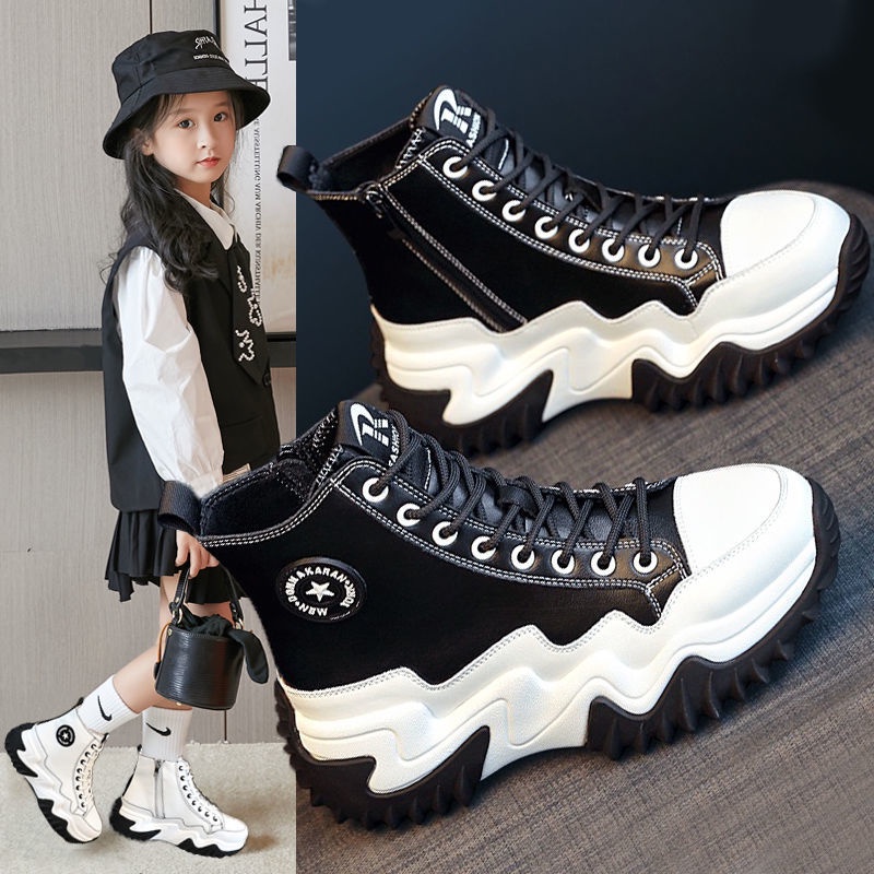 Giày thể thao cổ cao màu trắng thời trang mùa thu cho bé gái