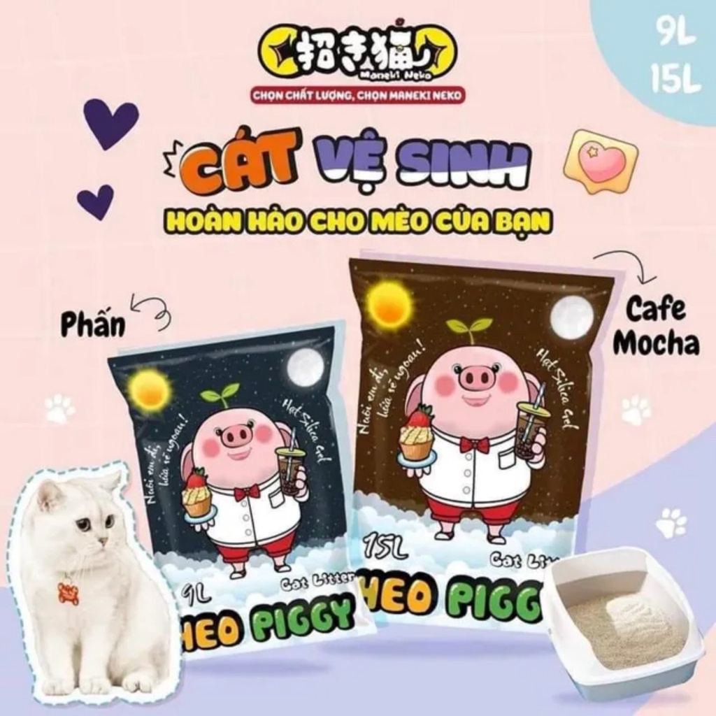 Cát vệ sinh mèo Heo Piggy cao cấp 15L TẢI 4 BAO