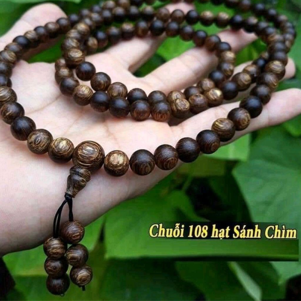 Vòng tay 108 hạt trầm hương Sánh chìm tự nhiên hương thơm vĩnh viễn quấn 4 đến 5 vòng Size (6 -7- 8 mm)