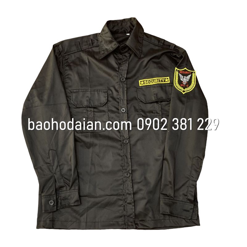 Áo bảo vệ, vệ sĩ màu đen tay dài kèm logo tay ngực