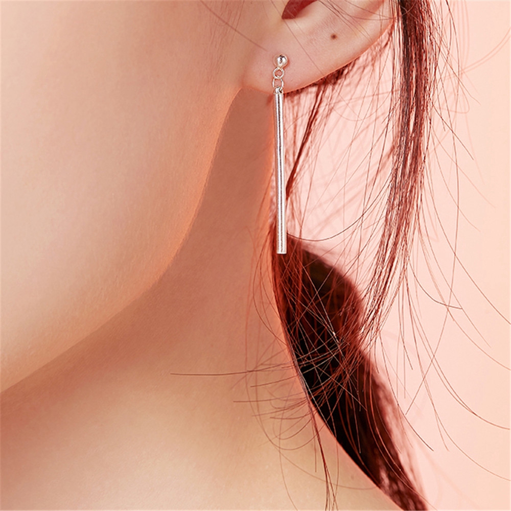 Khuyên Tai Thả Dài Thiết Kế Hình Học Đơn Giản Phong Cách Hàn Quốc