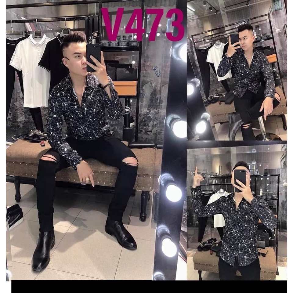 Áo sơ mi nam ánh kim sa chất lụa nhập cao cấp