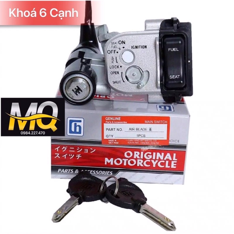 BỘ Ổ KHOÁ XE AIR BLADE 110cc 2008-2012  (6 CẠNH )