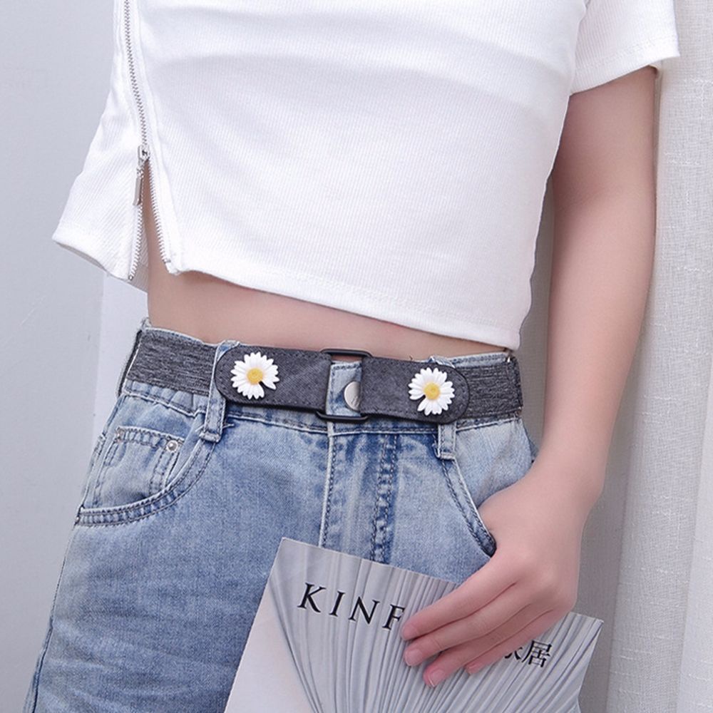 Thắt Lưng Vải Canvas Co Giãn Không Cần Khoan Lỗ Phối Hoa Cúc Nhiều Màu Tùy Chỉnh Thời Trang Cho Nữ