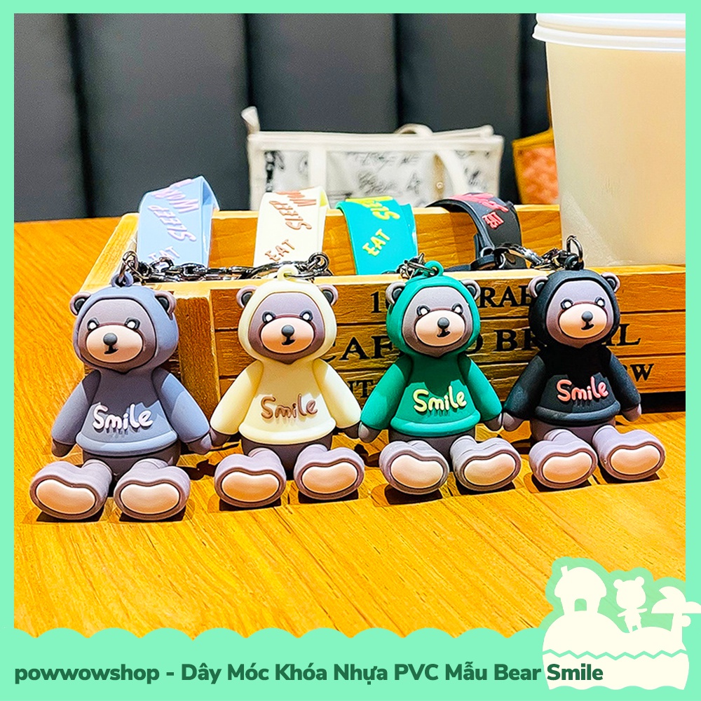 [Sẵn VN - Hỏa Tốc] Dây Móc Khóa Nhựa PVC Mẫu Gấu Bear Smile