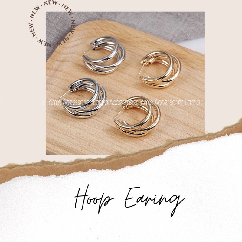 Bông tai nữ 3 vòng ( có sẵn ) E09