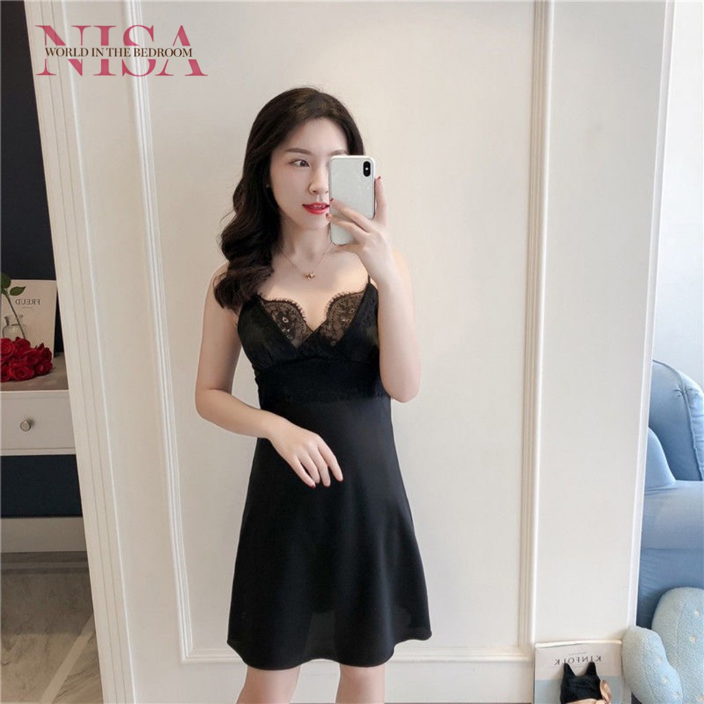 [FREESHIP MUA 2 ]Set váy lụa 2 dây kèm áo choàng phối ren tinh tế | BigBuy360 - bigbuy360.vn