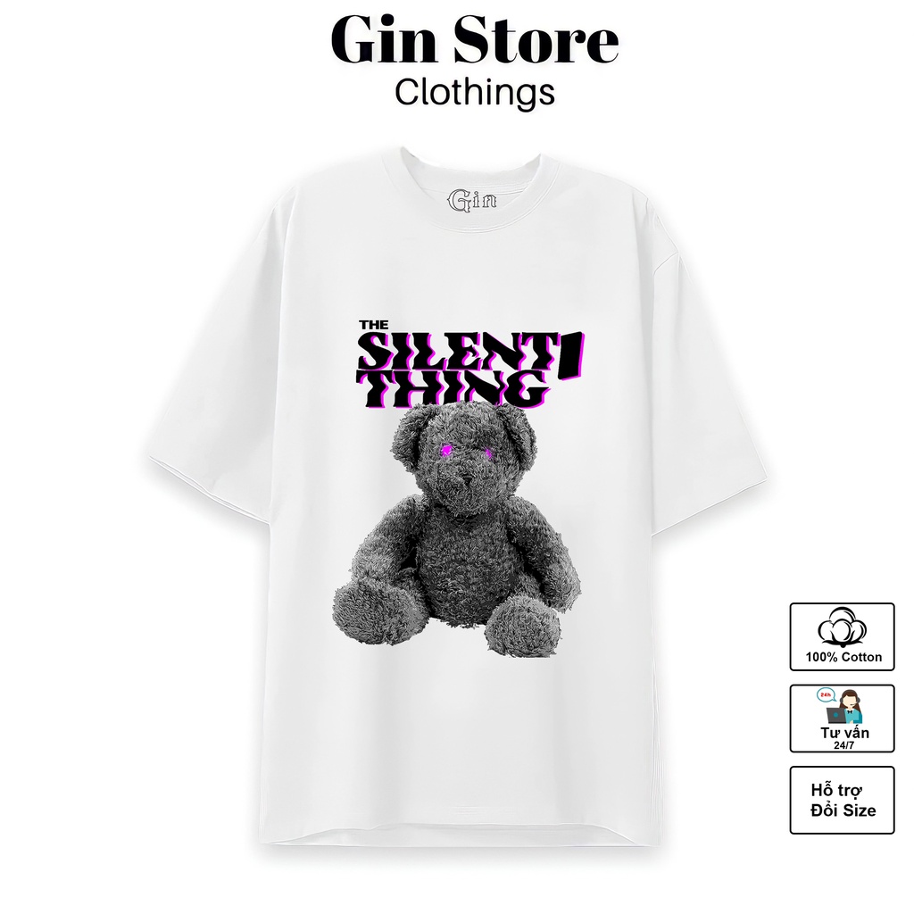 Áo thun Gấu mắt tím thun cotton 2 chiều co giãn 2 màu Đen và Trắng - unisex nam nữ