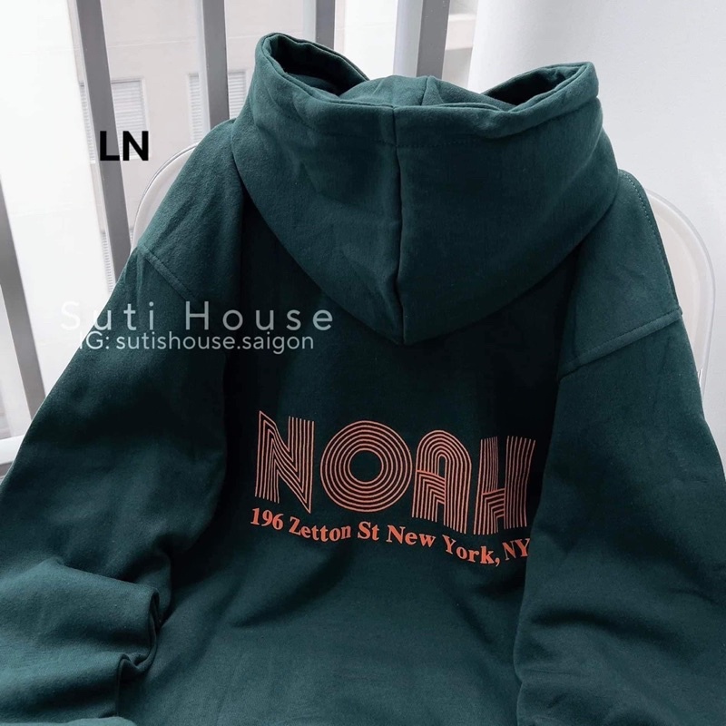 Áo hoodie Noah chữ cam mũ 2 lớp TH6