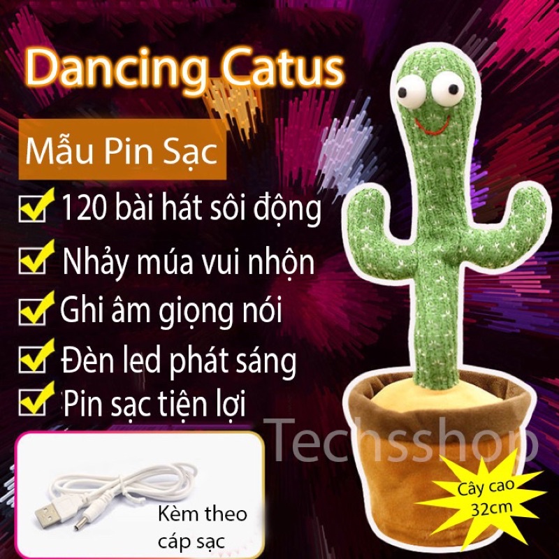 Xương rồng nhún nhảy / Có 120 bài hát hot nhất hiện tại / Nhại giọng nói /Tặng kèm sạc pin/Sử dụng sạc pin điên,