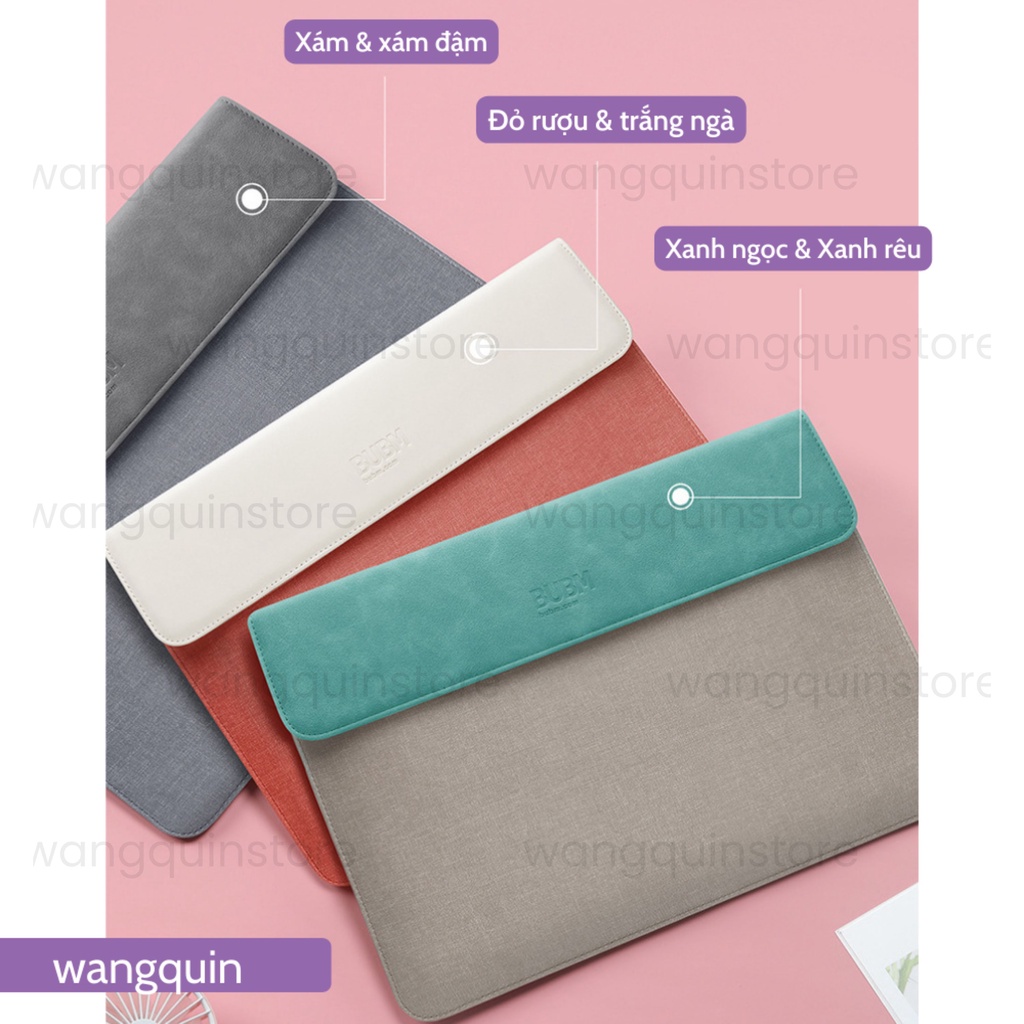 Bao Da PU bảo vệ Vỏ chống sốc Case Laptop Macbook BUBM 13-13.3-14 inch đủ màu thời trang Bao Da Đựng Máy Tính
