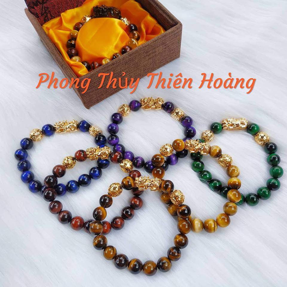 Vòng Đá Phong Thủy Mắt Hổ Mix Tỳ Hưu/Phật - HÀNG LOẠI 1