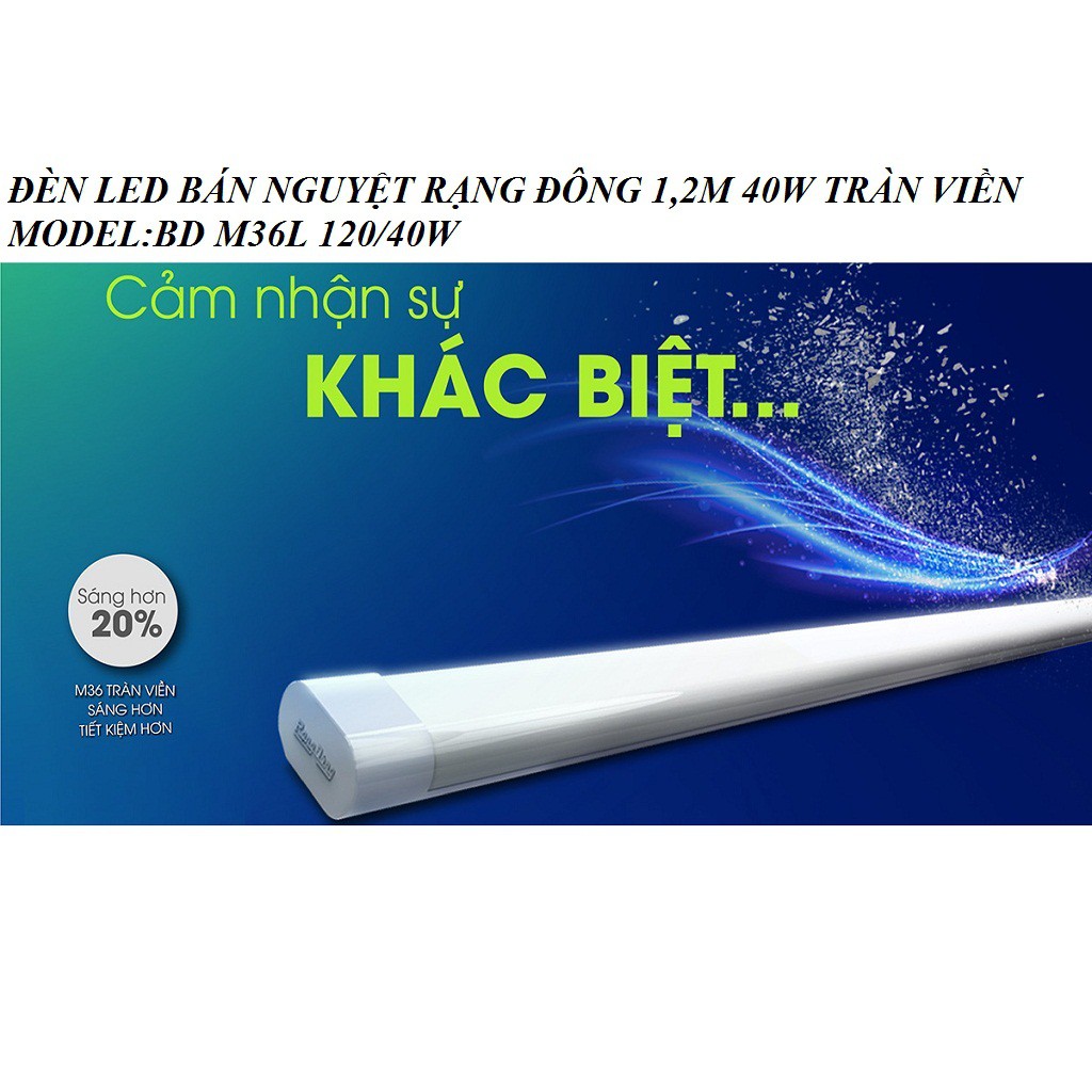 Đèn led bán nguyệt 1,2M 40W Rạng Đông siêu sáng tràn viền MODEL BD M36L 120-40W