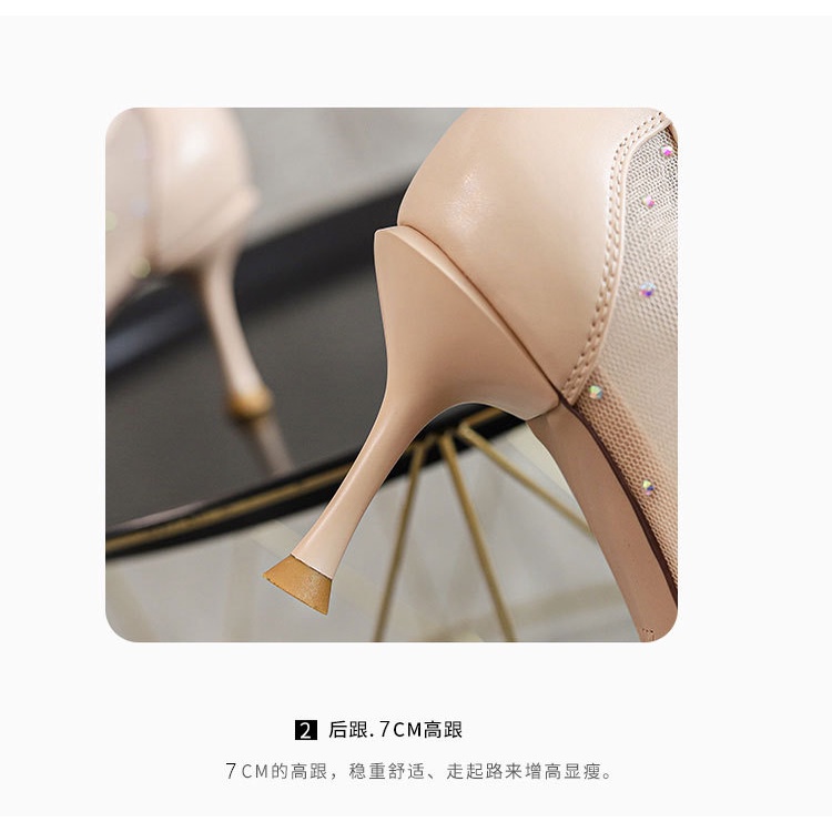 Giày Cao Gót Mũi Nhọn Phối Lưới Đính Đá Thời Trang Hàn Quốc 6880-w80 2021