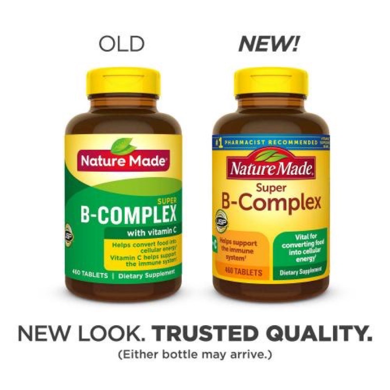 [CHÍNH HÃNG] Date 10.2024 Viên uống Bổ sung Vitamin B Nature Made Super B Complex Mỹ 460 viên