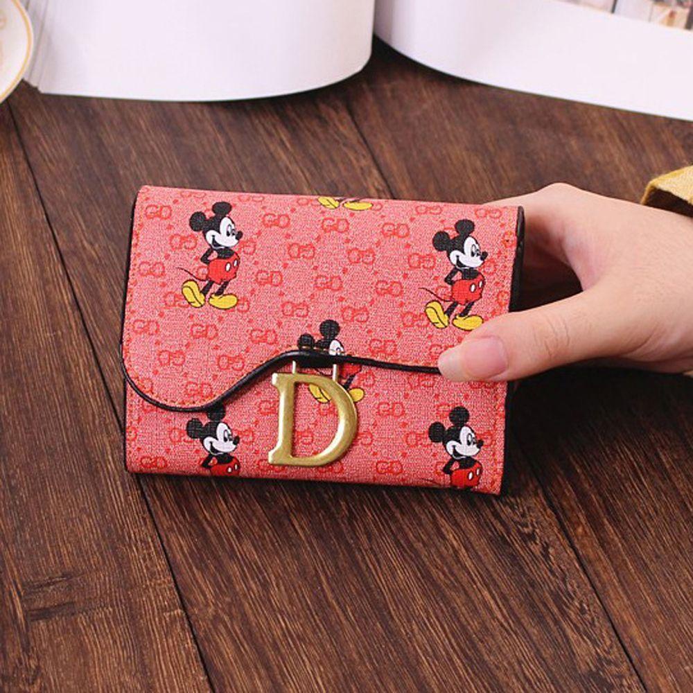 FORBETTER Ví Da PU Đa Năng In Hình Chuột Mickey Phong Cách Retro
