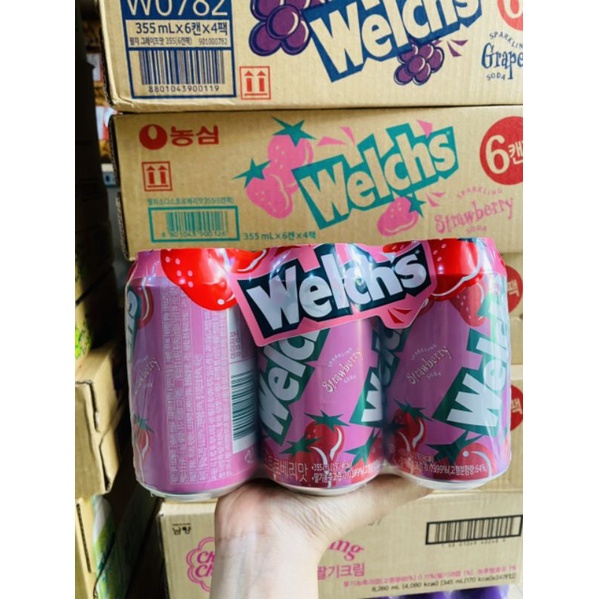 NƯớC NGỌT CÓ GA WELCHS VỊ DÂU / NHO LON 355M  NHẬP KHẨU - Lùn Con Food