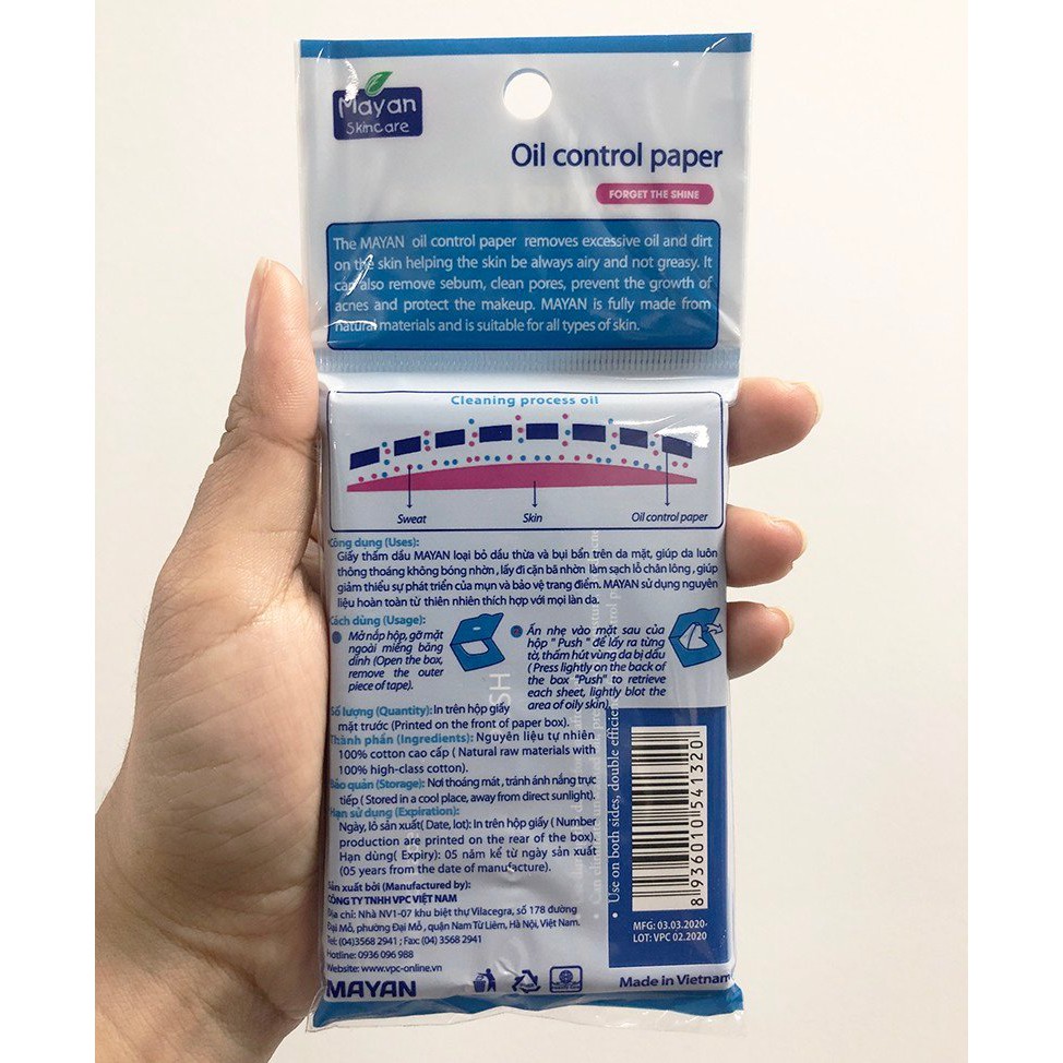 Giấy Thấm Dầu Than Hoạt Tính Mayan Charcoal Oil Control Paper 100 PCS