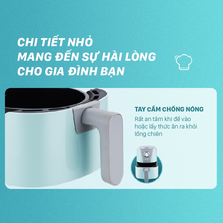 Nồi chiên ko dầu BIYI AF-89 1000W - Có phủ lớp chống dính - Bảo hành 12 tháng