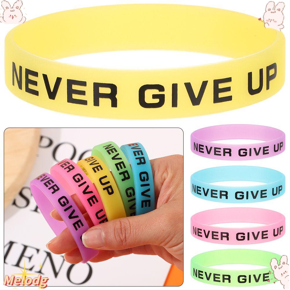Vòng Đeo Tay Cao Su Silicone Dạ Quang In Chữ Never Give Up Nhiều Màu Sắc Phong Cách Thể Thao Cho Nam Và Nữ