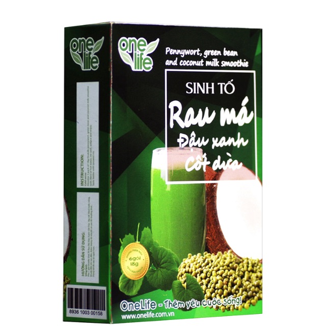 Sinh tố Rau Má Đậu Xanh Cốt Dừa OneLife ( 6 gói x 18g)