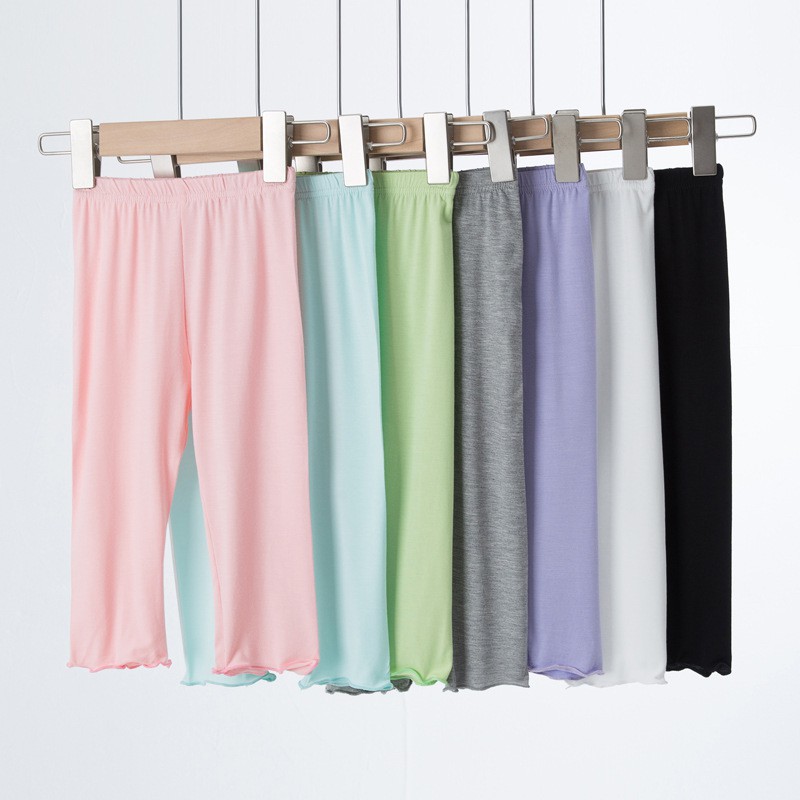 Quần Legging Cotton Mềm Mại Màu Kẹo Trơn Thoáng Khí Thời Trang Mùa Hè Cho Bé Gái