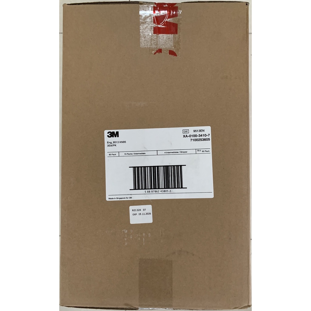 Hộp 45 chiếc khẩu trang chính hãng 3M 9513 KN95 Singapore, màu trắng_Chính hãng Mask3M