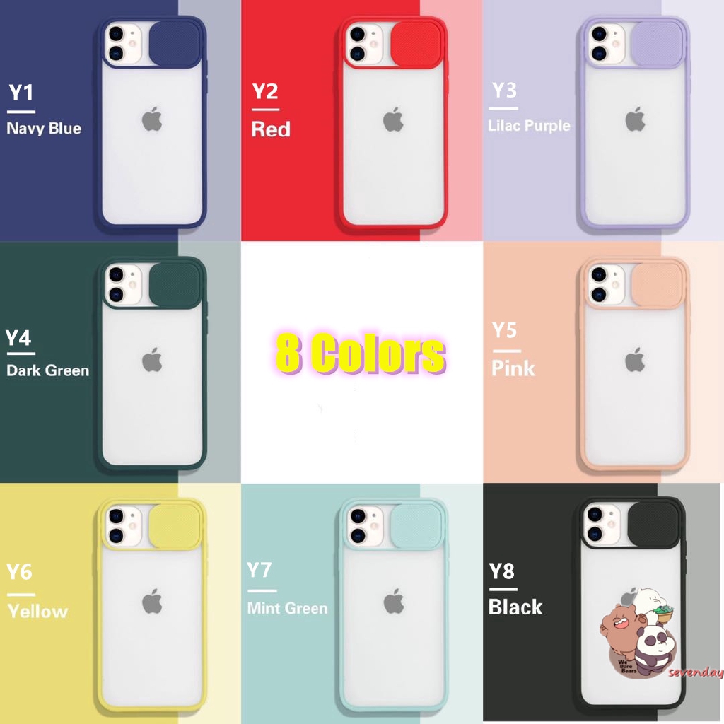 Sevenday - 8 Colors Macaron Push Pull Protection Lens Soft Silicone Case For iPhone 8plus 7plus 11 8 7 6 6s Plus X Xs SE 2020