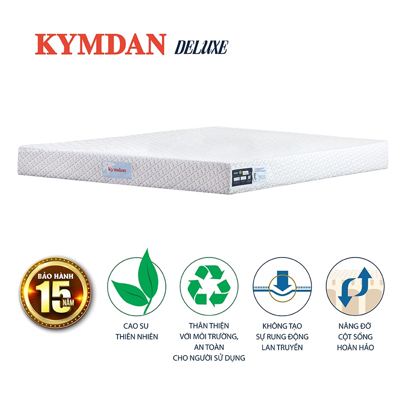 [Mã LIFEBK1T giảm 8% tối đa 1 Triệu đơn 500k] Nệm cao su thiên nhiên KYMDAN Deluxe 160x200x10cm / 180x200x10cm