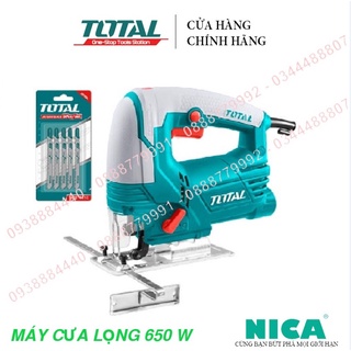 Máy cưa lọng total ts206806 650w máy cưa cầm tay tốc độ không tải 800-2800v/p, kèm 5 lưỡi cưa và 1 bộ than