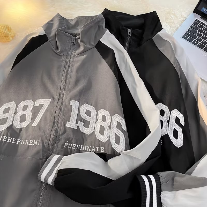 Áo Khoác Bóng Chày Có Khóa Kéo In Chữ Phong Cách Hàn Quốc Thời Trang Cho Nam Và Nữ