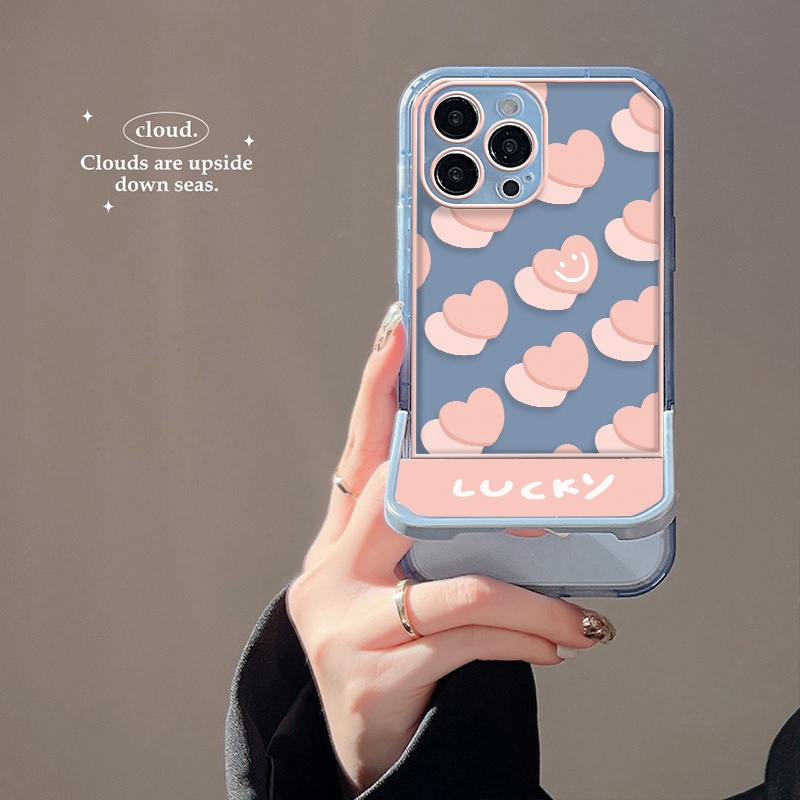 Ốp Điện Thoại TPU Silicon Mềm Trong Suốt Có Giá Đỡ Hình Trái Tim Cho IPhone 13 Pro MAX 12 11 Pro 7 8 Plus SE 2020 X XS MAX XR 6 6S