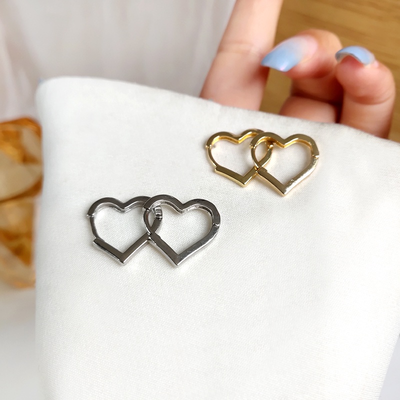 Khuyên tai mạ vàng kim/bạc hình trái tim sành điệu cho nữ