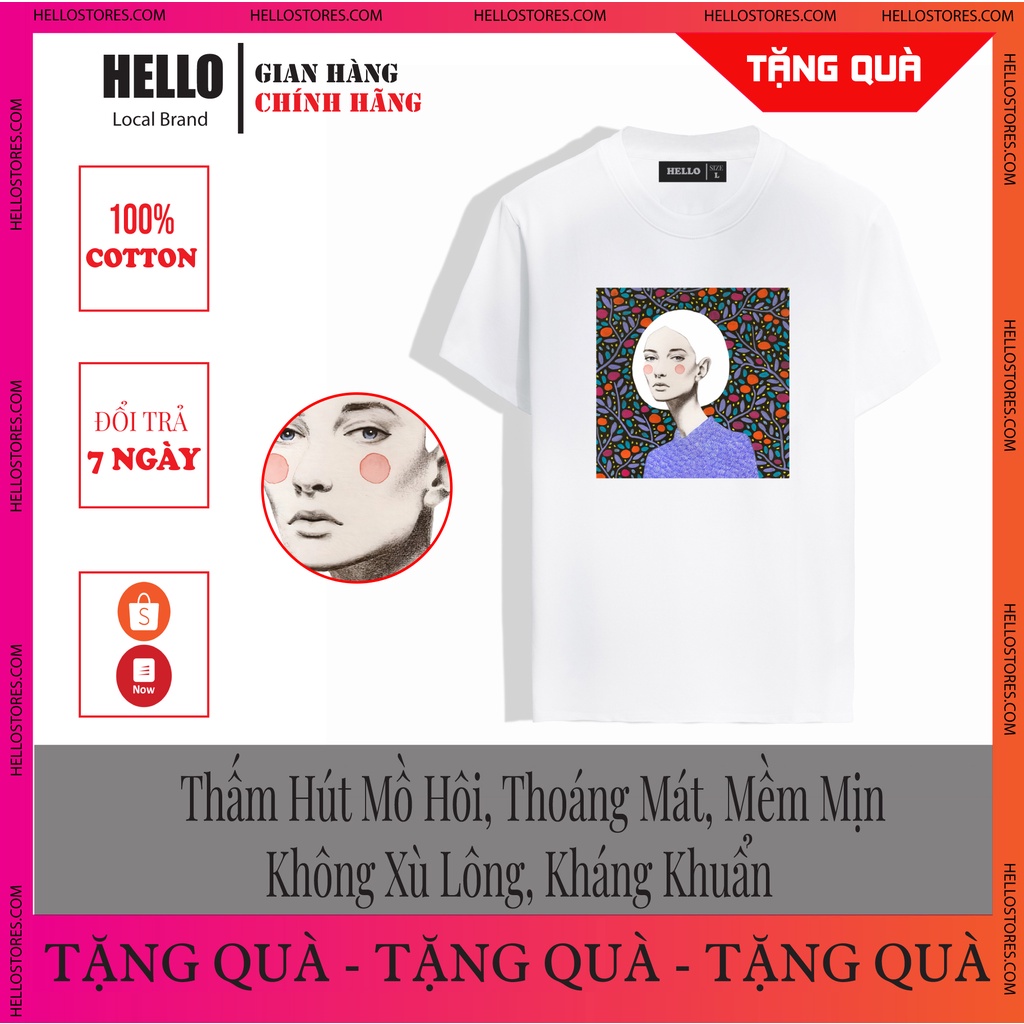 Áo thun tay lỡ nam nữ áo phông unisex form rộng chất cotton mát mịn thấm hút mồ hôi in hình Hello Cô Gái Tóc Bạc_Ap39 | BigBuy360 - bigbuy360.vn