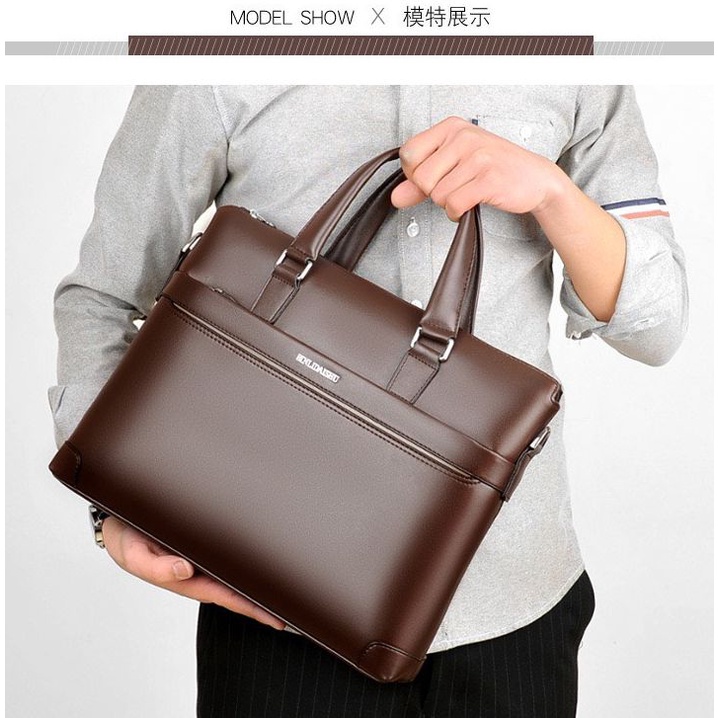 Túi xách cặp da công sở T03 38x28x6cm bảo hành da 12 tháng (Nâu-Đen) | BigBuy360 - bigbuy360.vn