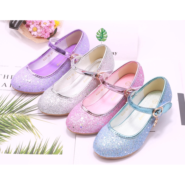 Giày cao gót mũi nhọn đính sequin lấp lánh thời trang dành cho bé gái