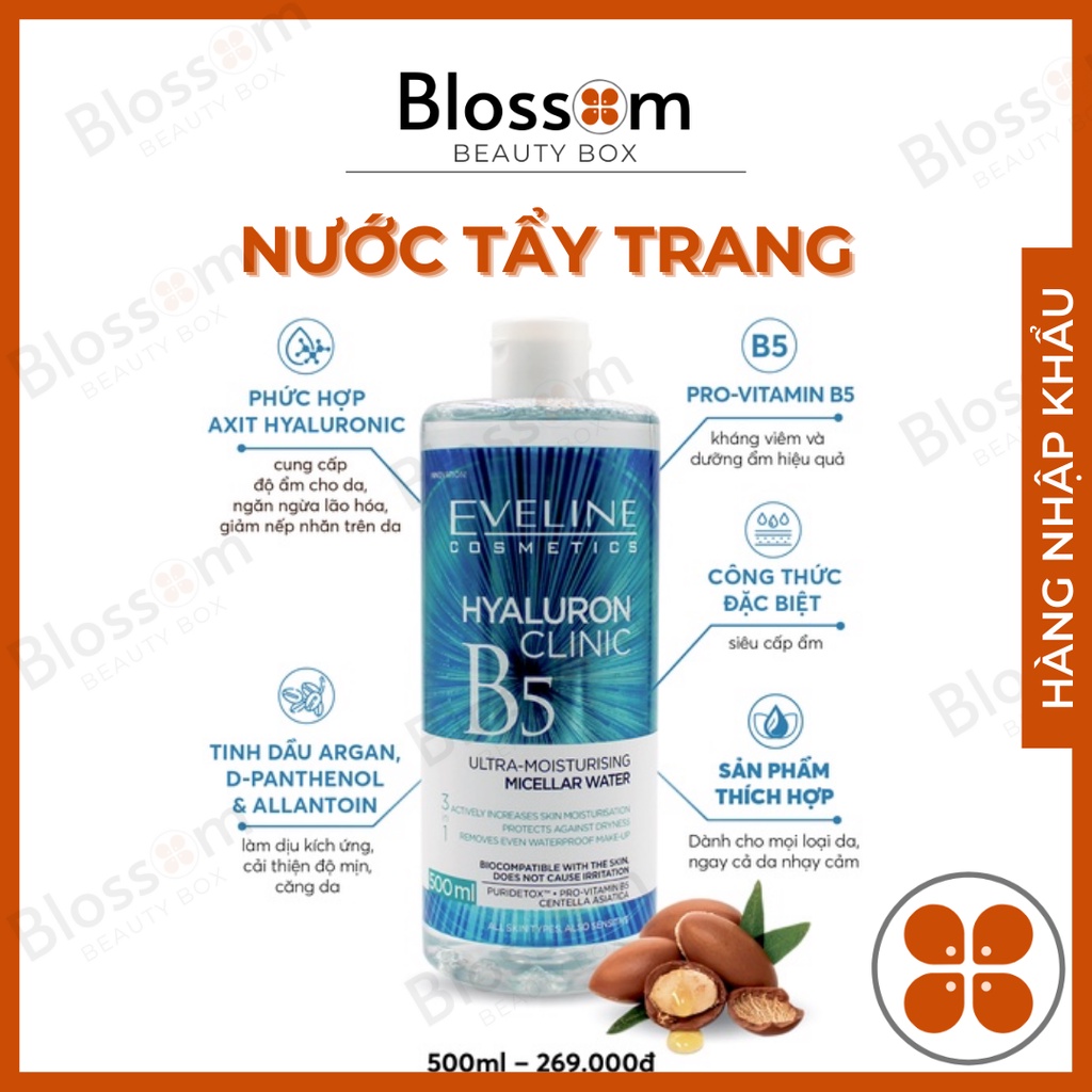 500ml Nước tẩy trang Eveline lô hội / B5 / Korean Jeju/ Trà xanh