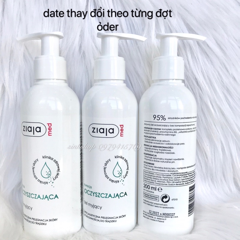 Sữa rửa mặt ziaja med xanh nội địa balan 200ml