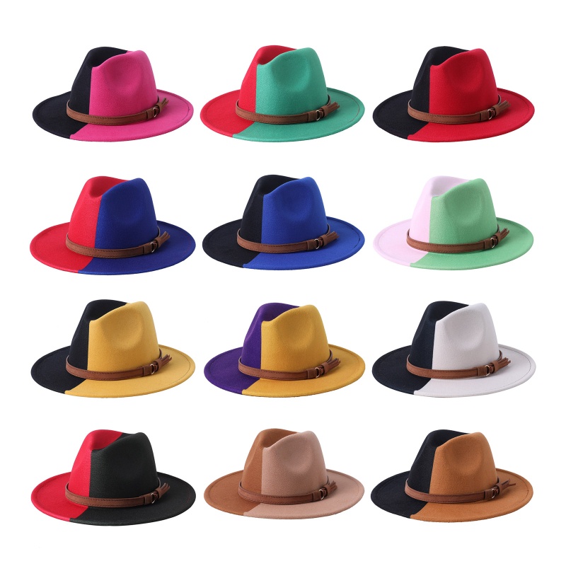 Mũ Cao Bồi Vải Nỉ Chống Nắng Phối Màu Retro Phương Tây Cho Nam