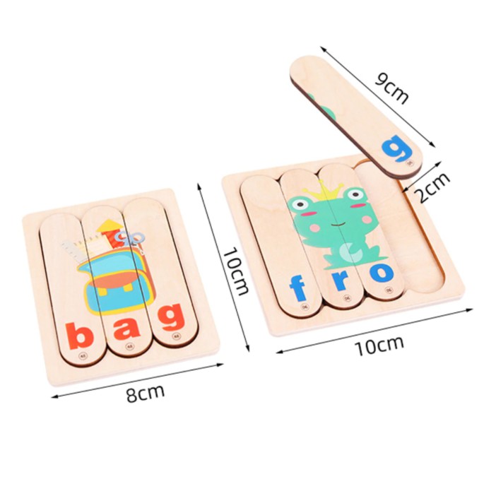 Bộ xếp hình bằng gỗ 3D Montessori - Đồ chơi xếp hình que kem giúp bé học tiếng anh